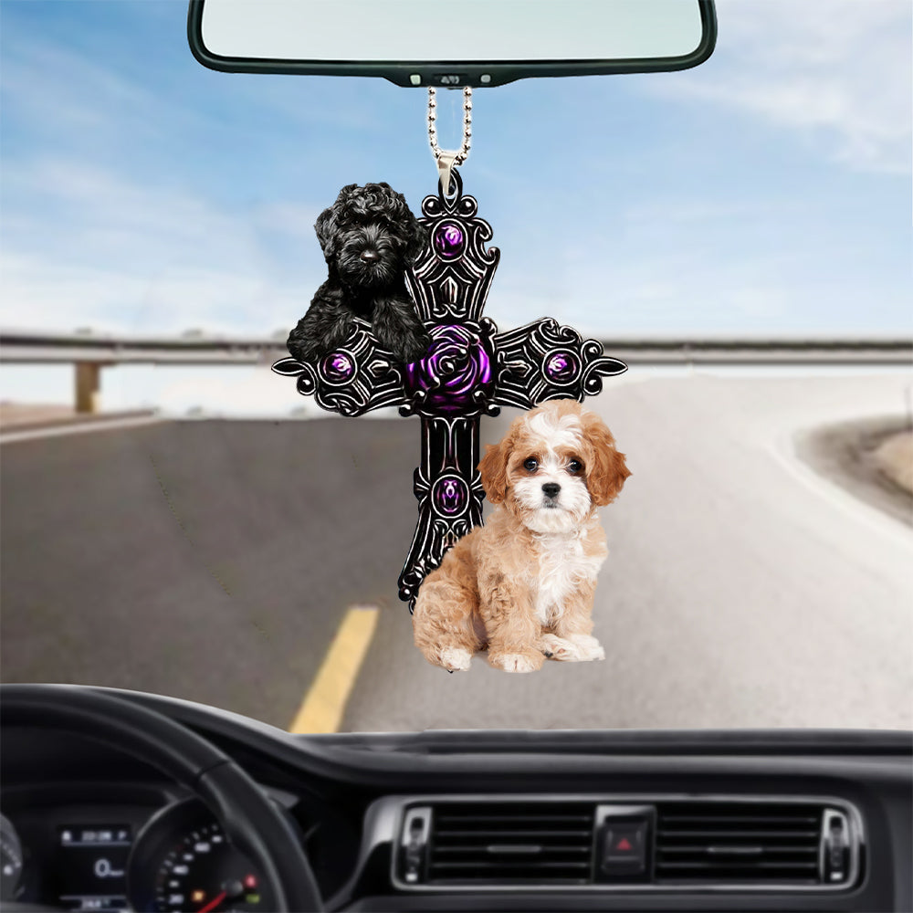 Cavapoo Pray For God Car Hanging Ornament Dog Pray For God Ornament Godmerc - Best gifts your whole family