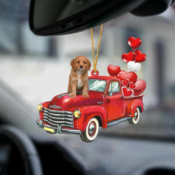 Cavapoo-Red Sports Car-Two Sided Ornament - Best gifts your whole family