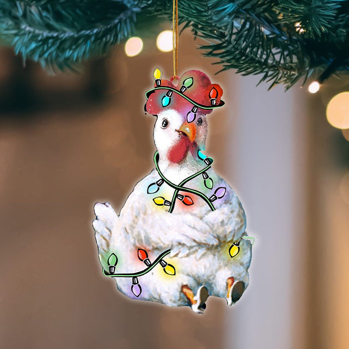 Chicken Christmas Light Hanging Ornament Christmas Tree Ornament Godmerc - Best gifts your whole family