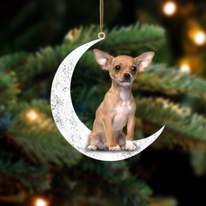 Chihuahua 2-Sit On The Moon-Two Sided Ornament - Best gifts your whole family