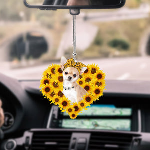 Chihuahua 2-Sunflower Heart Gift Car Ornament - Best gifts your whole family