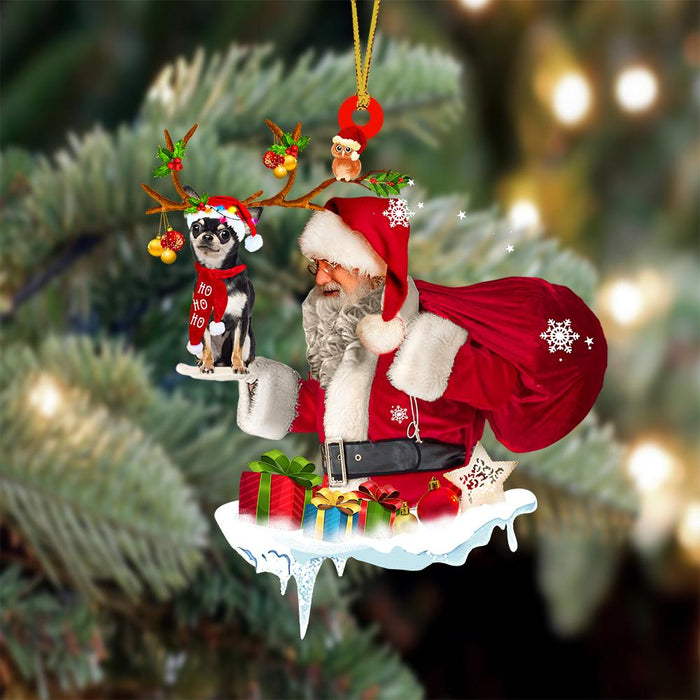 Chihuahua 3 And Santa Claus Christmas Ornament Godmerc - Best gifts your whole family