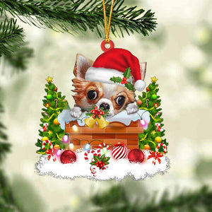 Chihuahua In The Chimney Hanging Ornament Dog Christmas Ornament - Best gifts your whole family