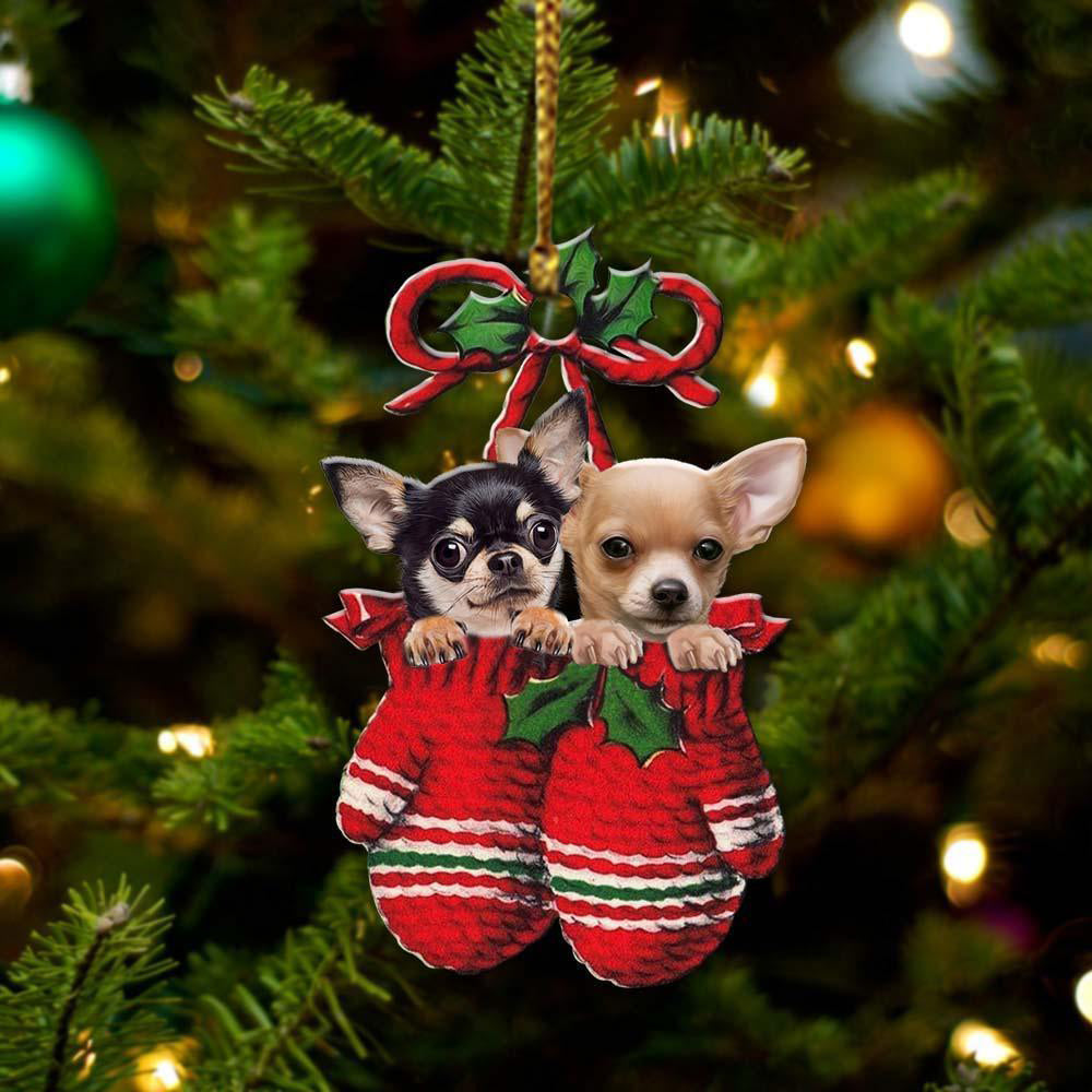 Chihuahuas Inside Your Gloves Christmas Holiday-Two Sided Ornament, Christmas Ornament, Car Ornament - Best gifts your whole family