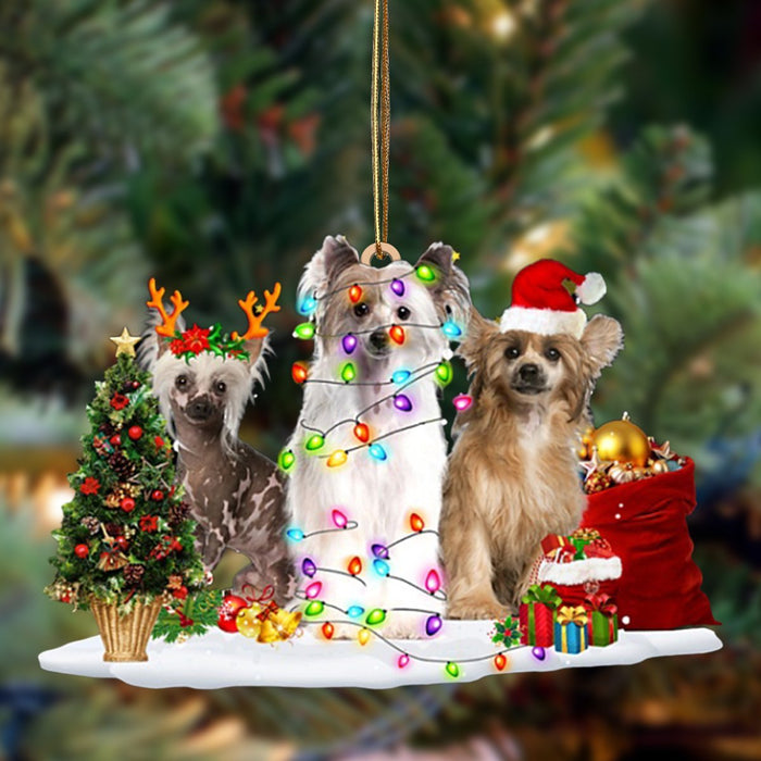 Chinese Crested Dog-Christmas Dog Friends Hanging Ornament - Best gifts your whole family