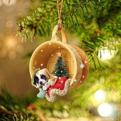 Chinese Crested Puppy Sleeping in a tiny cup Christmas Holiday-Two Sided Ornament, Christmas Ornament - Best gifts your whole family