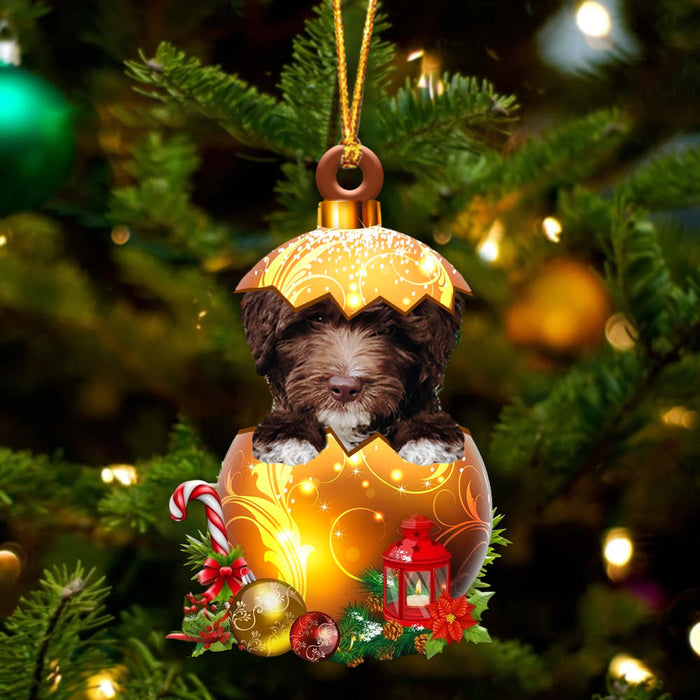 CHOCOLATE goldendoodle In Golden Egg Christmas Ornament - Best gifts your whole family