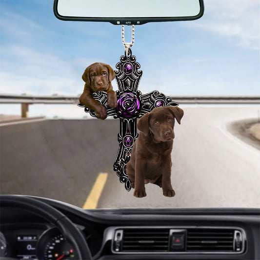Chocolate Labrador Pray For God Car Hanging Ornament Dog Pray For God Ornament Godmerc - Best gifts your whole family