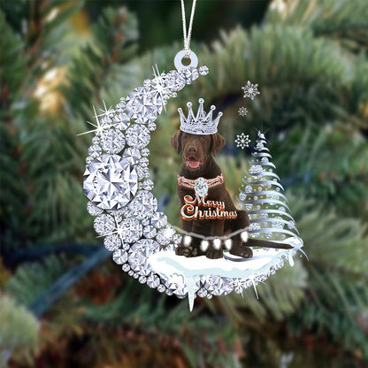 Chocolate Labrador Retriever Diamond Moon Merry Christmas Ornament Christmas Gifts - Best gifts your whole family