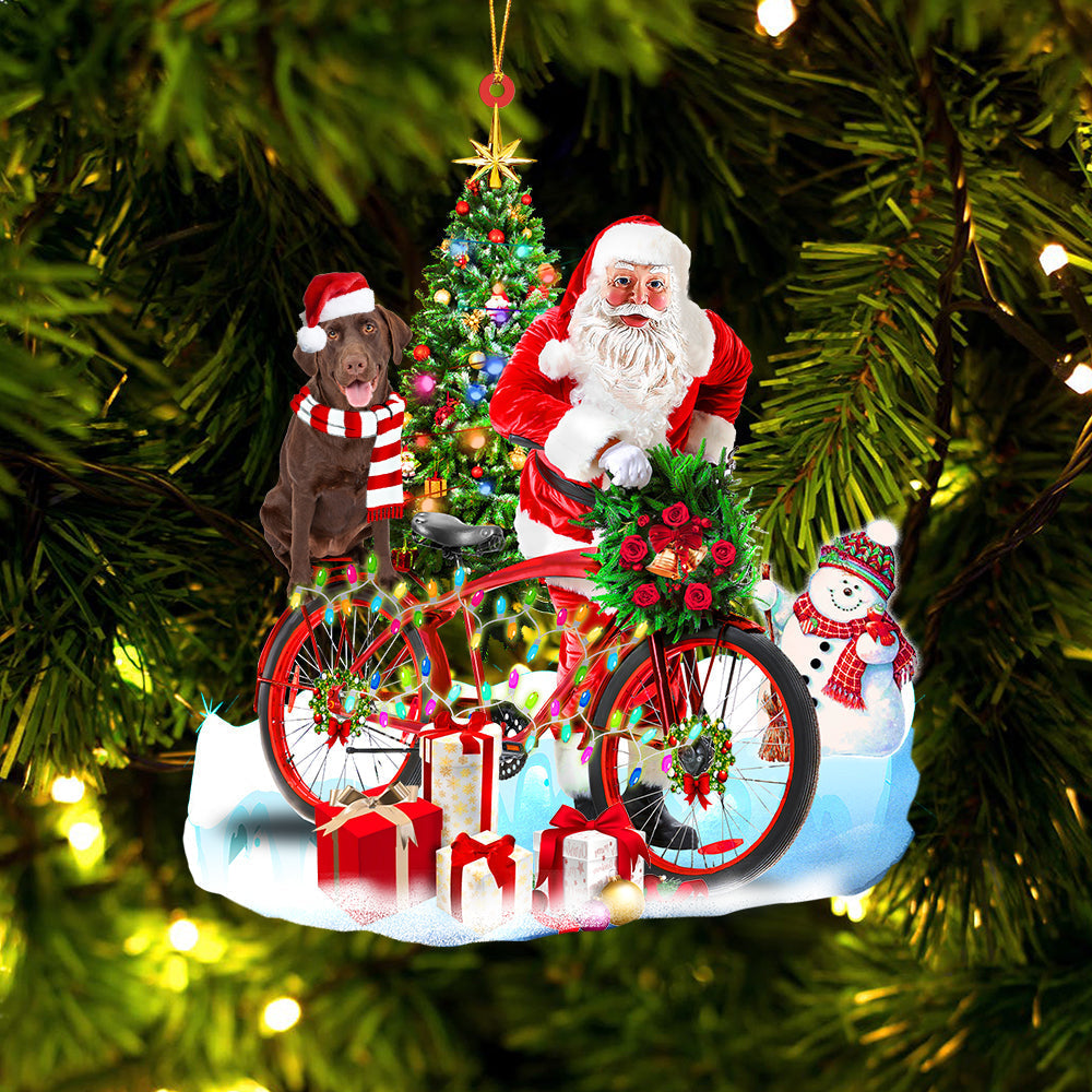 Chocolate Labrador Retriever On Santa's Bike Ornament Dog Ornament, Car Ornament, Christmas Ornament - Best gifts your whole family
