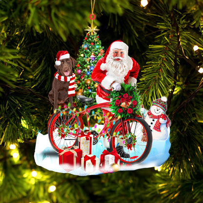 Chocolate Labrador Retriever On Santa's Bike Ornament Dog Ornament, Car Ornament, Christmas Ornament - Best gifts your whole family
