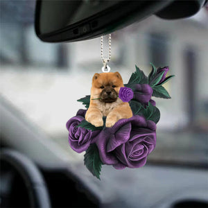 Chow Chow In Purple Rose Car Hanging Ornament - Best gifts your whole family