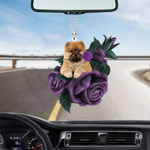 Chow Chow In Purple Rose Car Hanging Ornament - Best gifts your whole family