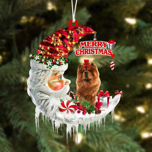 Chow Chow On The Moon Merry Christmas Hanging Ornament - Best gifts your whole family