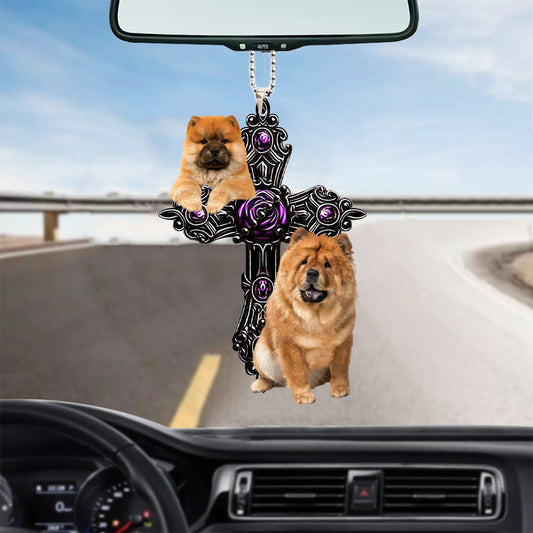 Chow Chow Pray For God Car Hanging Ornament Dog Pray For God Ornament Godmerc - Best gifts your whole family