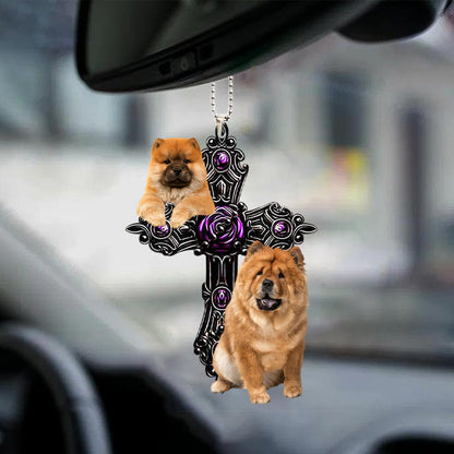 Chow Chow Pray For God Car Hanging Ornament Dog Pray For God Ornament Godmerc - Best gifts your whole family