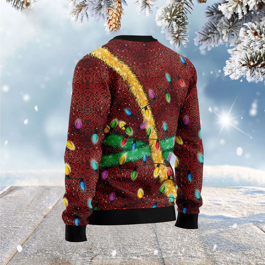 Christmas Light red glitter Full Printed Ugly Christmas Sweater, Christmas Ugly Sweater, Christmas Gift, Gift Christmas 2024