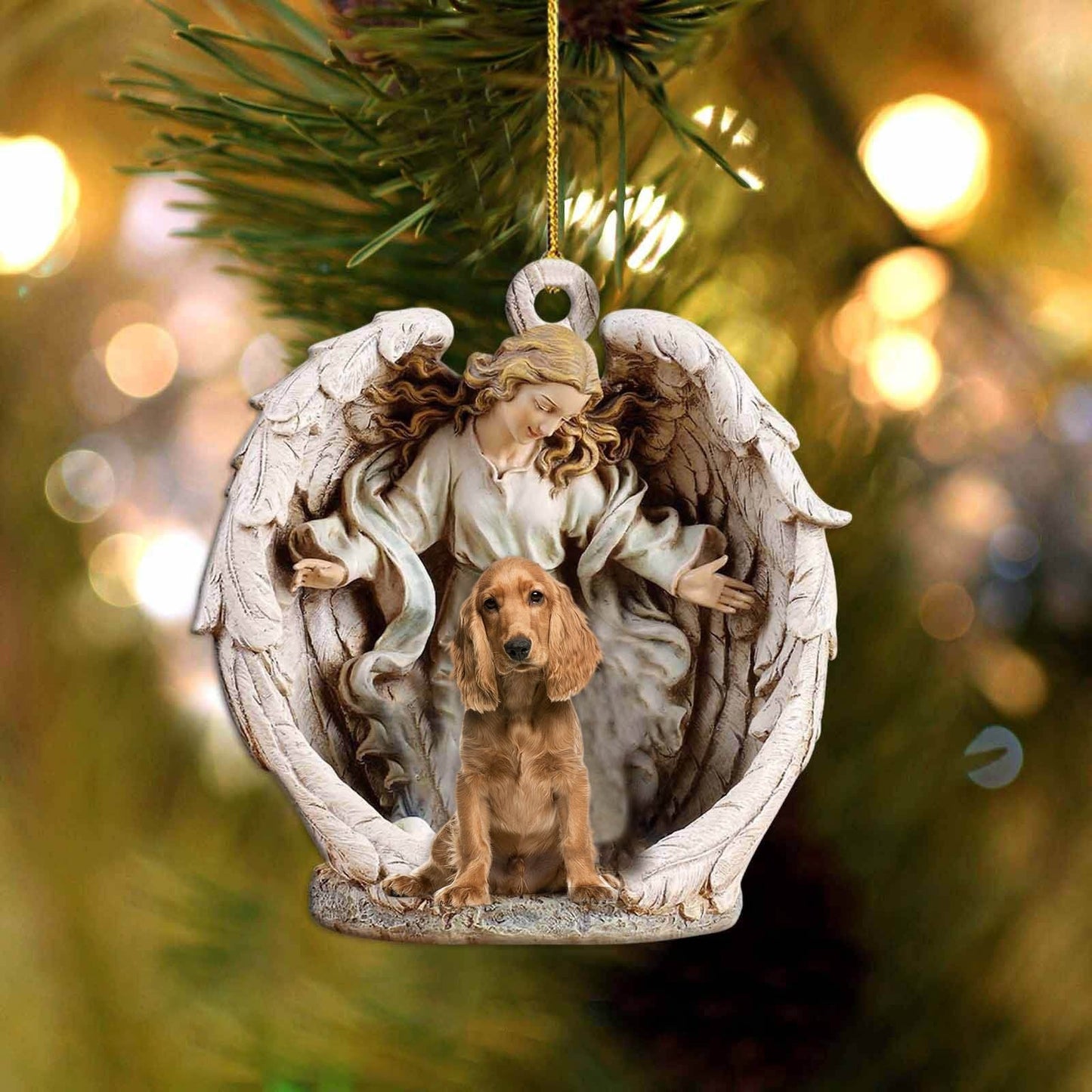Cocker Spaniel-Angel Hug Winter Love Two Sided Ornament - Best gifts your whole family