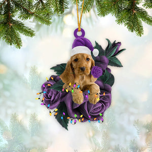 Cocker Spaniel In Purple Rose Christmas Ornaments Dog Hanging Ornament For Christmas - Best gifts your whole family