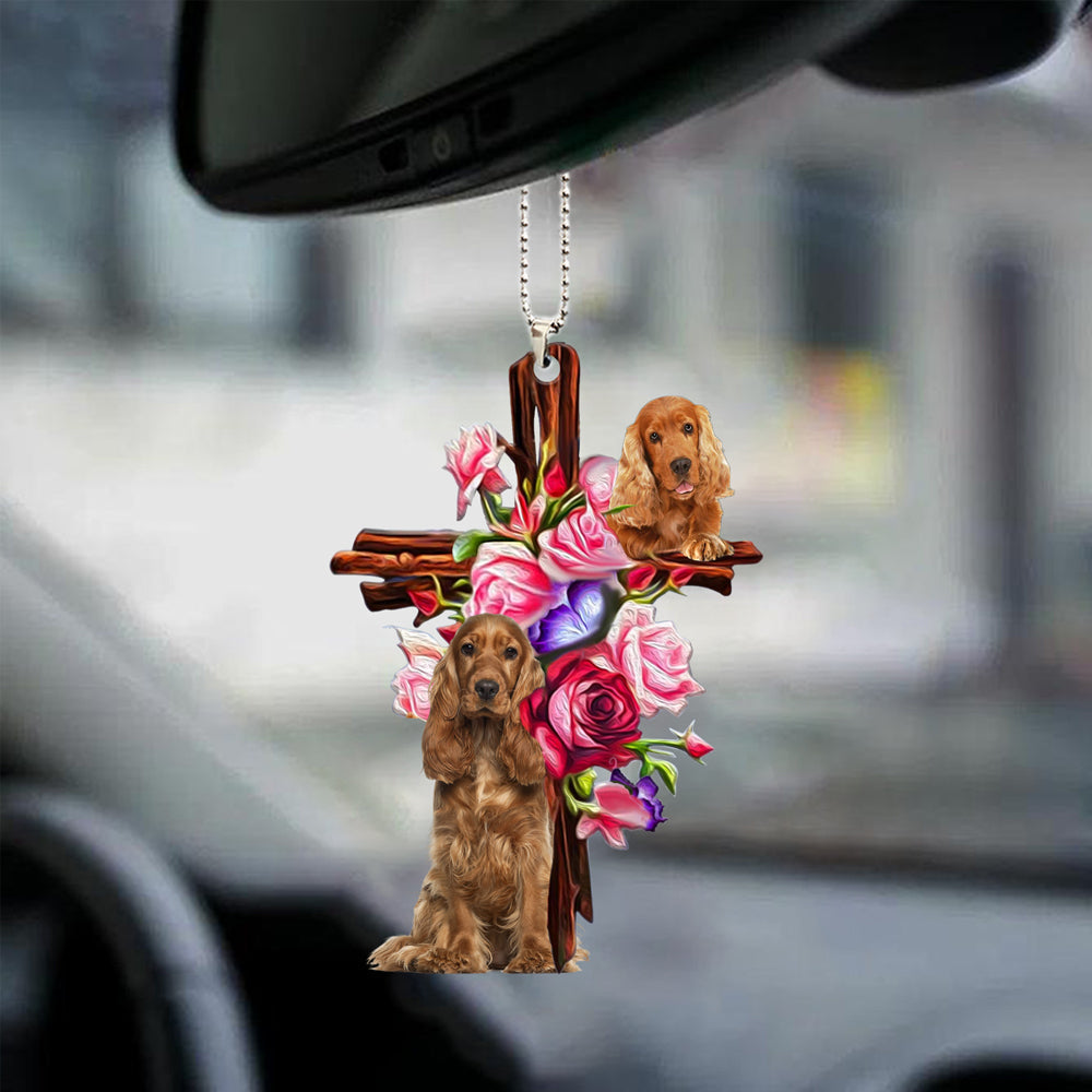 Cocker Spaniel Roses And Jesus Car Hanging Ornament Dog Ornaments - Best gifts your whole family