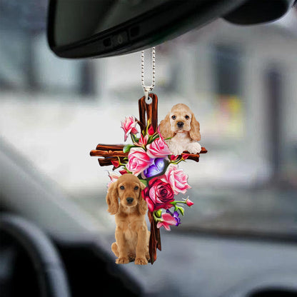 Cocker Spaniel Roses And Jesus Car Hanging Ornament Dog Ornaments Godmerc - Best gifts your whole family