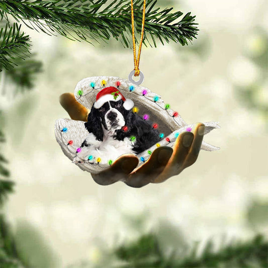 Cocker Spaniel(Black And White) Sleeping Angel In God Hand Christmas Ornament Godmerch Ornament - Best gifts your whole family