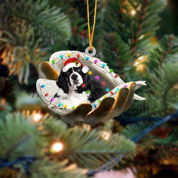 Cocker Spaniel(Black And White) Sleeping Angel In God Hand Christmas Ornament Godmerch Ornament - Best gifts your whole family