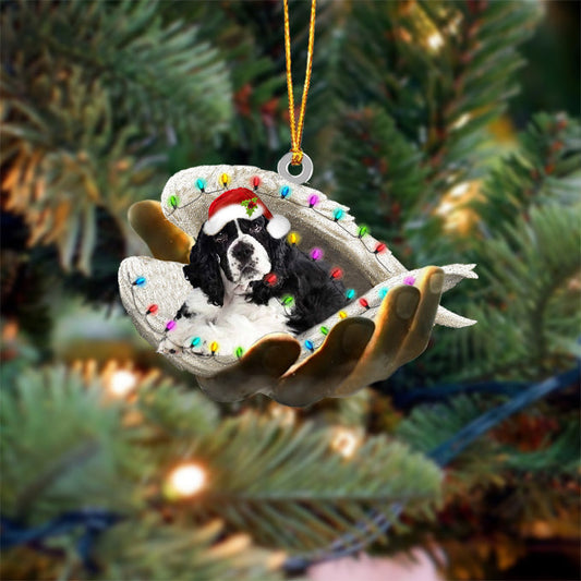 Cocker Spaniel(Black And White) Sleeping Angel In God Hand Christmas Ornament Godmerch Ornament - Best gifts your whole family