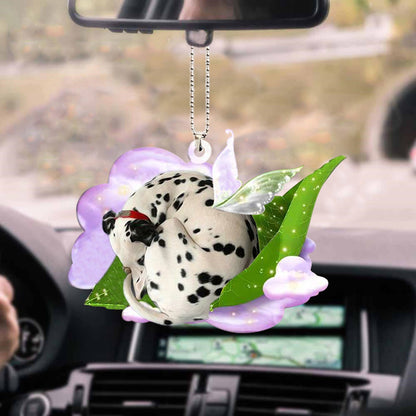 Cool Dalmatian Sleeping Ornaments, Dog Sleep On Fallen Leaves Two Sided Car Ornament - Best gifts your whole family