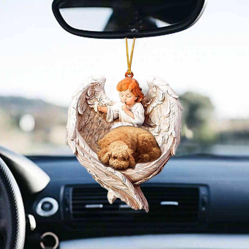 Cool Poodle Sleeping Protected By Angel Car Hanging Ornament - Best gifts your whole family