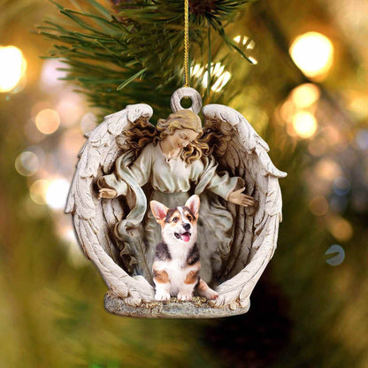 Corgi (2)-Angel Hug Winter Love Two Sided Ornament - Best gifts your whole family