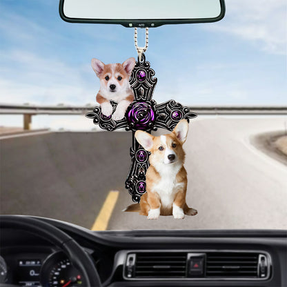 Corgi Pray For God Car Hanging Ornament Dog Pray For God Ornament Godmerc - Best gifts your whole family