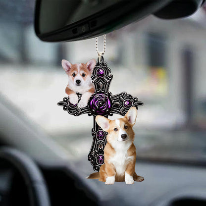 Corgi Pray For God Car Hanging Ornament Dog Pray For God Ornament Godmerc - Best gifts your whole family
