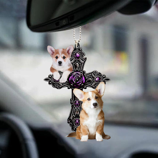 Corgi Pray For God Car Hanging Ornament Dog Pray For God Ornament Godmerc - Best gifts your whole family