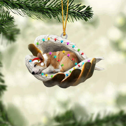Corgi Sleeping Angel In God Hand Christmas Ornament Godmerch Ornament - Best gifts your whole family