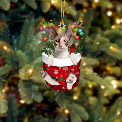 Cornish Rex Cat In Snow Pocket Christmas Ornament - Best gifts your whole family