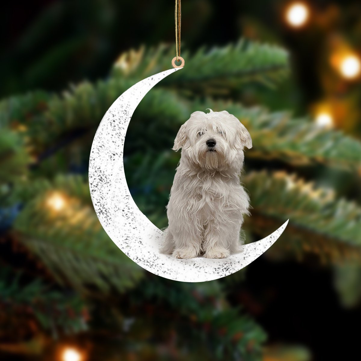 Coton De Tulear Sit On The Moon Two Sided Ornament Dog Hanging Christmas Ornament - Best gifts your whole family