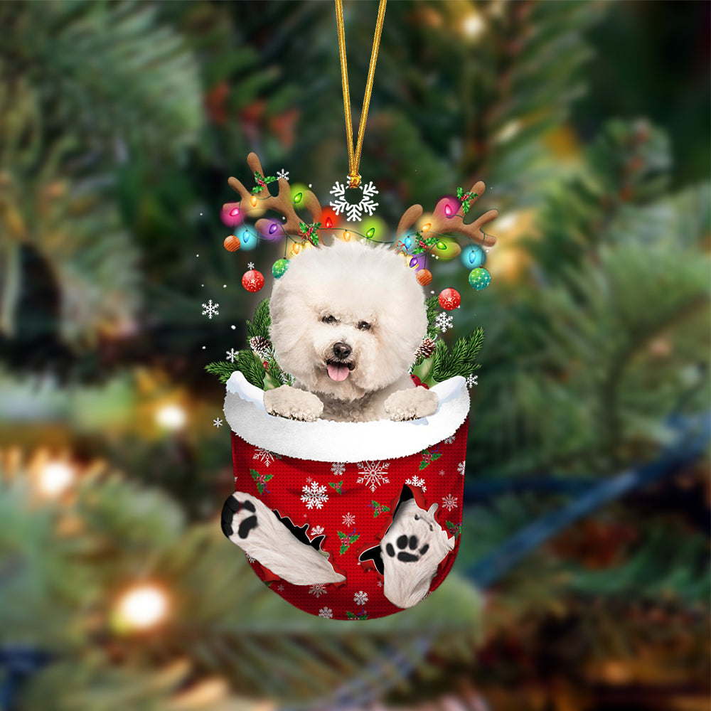 Cream Bichon Frise-In Christmas Pocket Two Sides Ornament, Christmas Dog Hanging Ornament - Best gifts your whole family