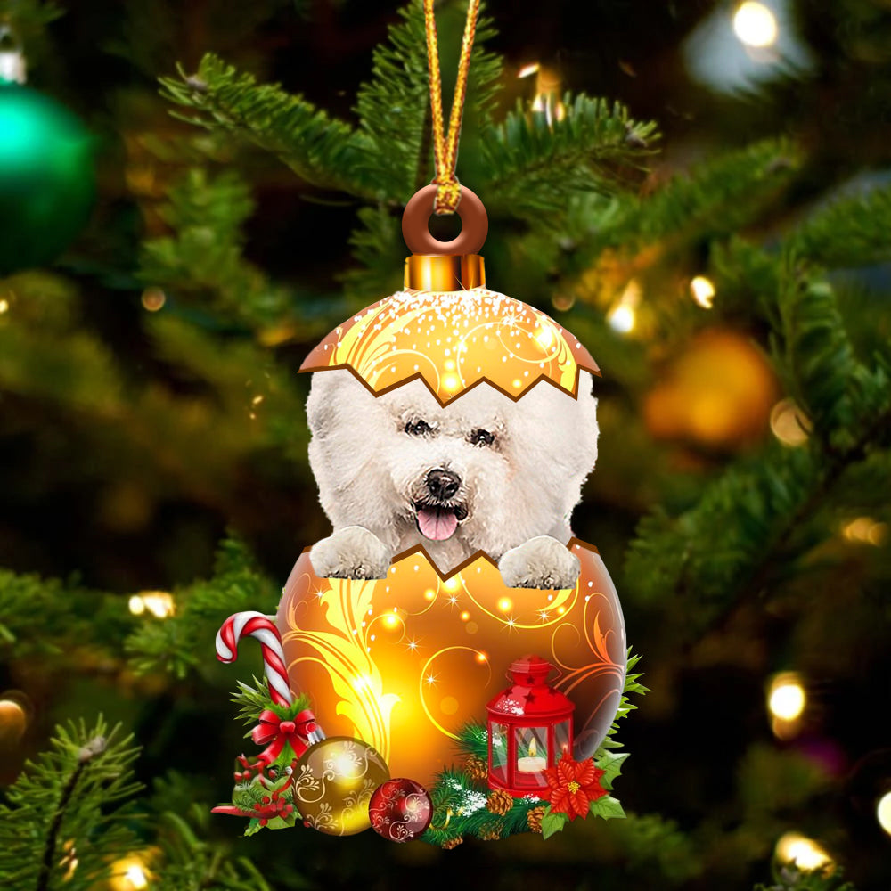 CREAM Bichon Frise In Golden Egg Christmas Ornament - Best gifts your whole family