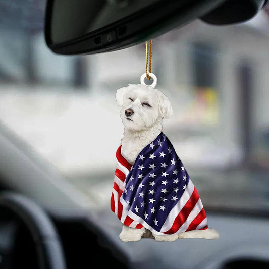 Curly Maltese American Patriot Flag Two Sided Ornament - Best gifts your whole family