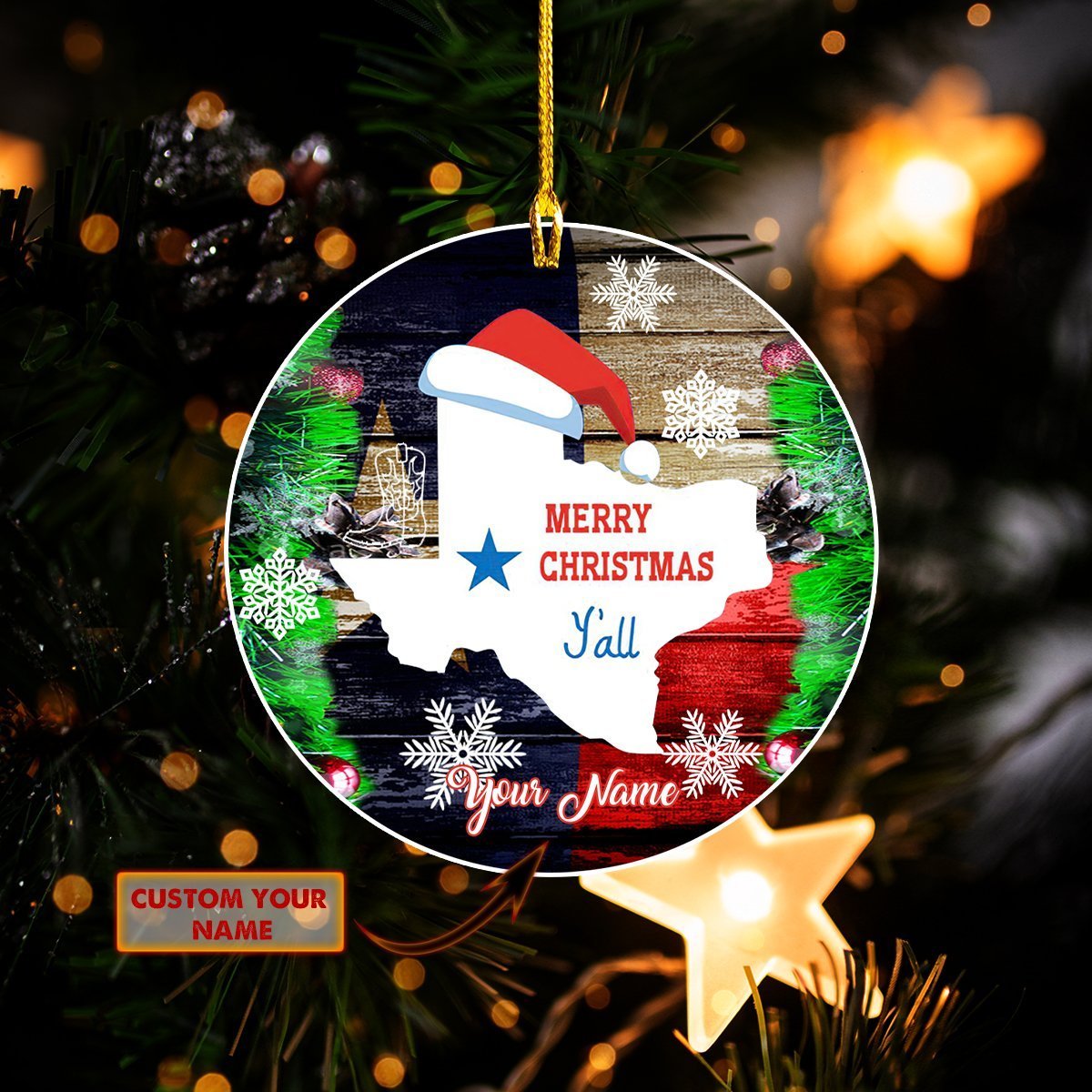 Custom Circle Ornament - Texas christmas - QB95 - Best gifts your whole family