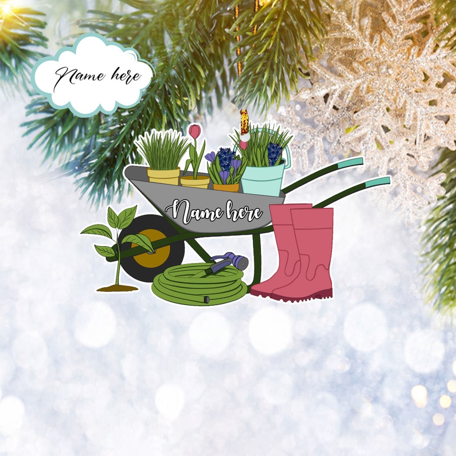Custom Garden Wheelbarrow Gardening Lover Gardeners Gift Flat 2D Ornament, Christmas Tree Ornament - Best gifts your whole family