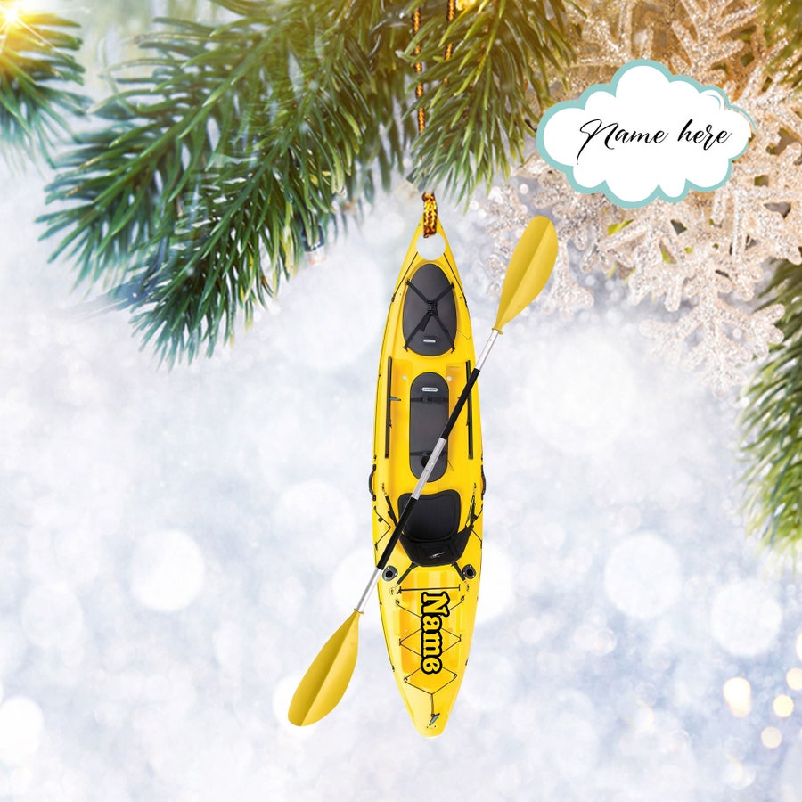 Custom Kayak With String Lights Flat 2D Ornament, Kayak Lover Gift, Christmas Tree Ornament, Home Decor Plastic Ornament - Best gifts your whole family