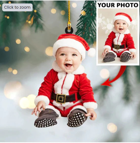 Custom Photo Ornament For Baby Cute, New Baby Christmas Ornament, Personalized Image Baby Acrylic Hanging Ornament - Best gifts your whole family