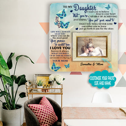 To my daughter i want you to believe deep in your heart Mother & Daughter Engraved Wood Picture Frame Gift For Mother's Day
