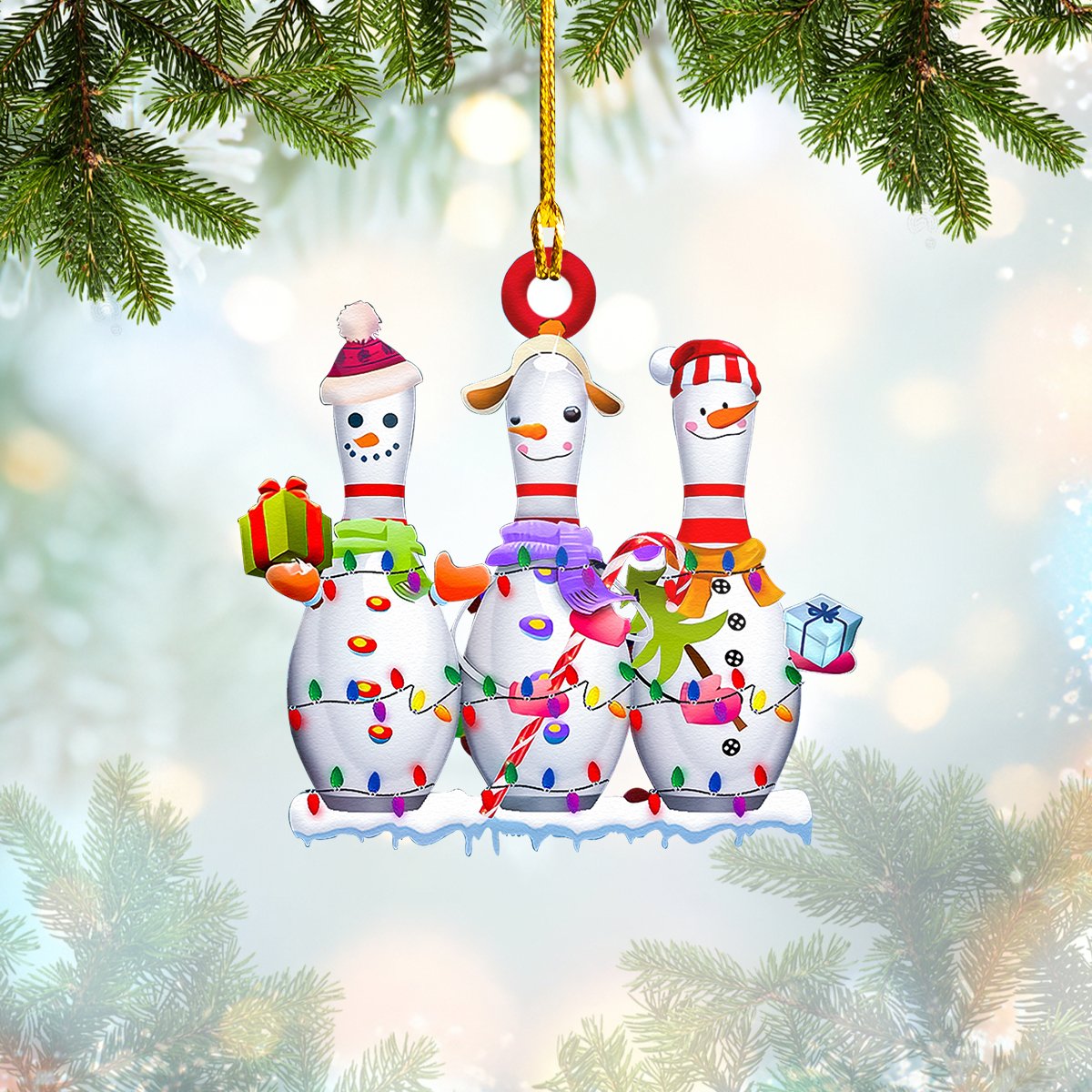 Cute Bowling Snowman Christmas Shaped Ornament, Christmas Decor - Best gifts your whole family