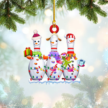 Cute Bowling Snowman Christmas Shaped Ornament, Christmas Decor - Best gifts your whole family