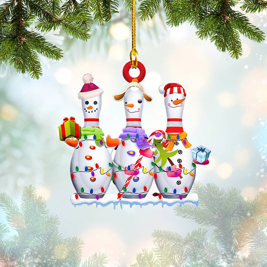 Cute Bowling Snowman Christmas Shaped Ornament, Christmas Decor - Best gifts your whole family