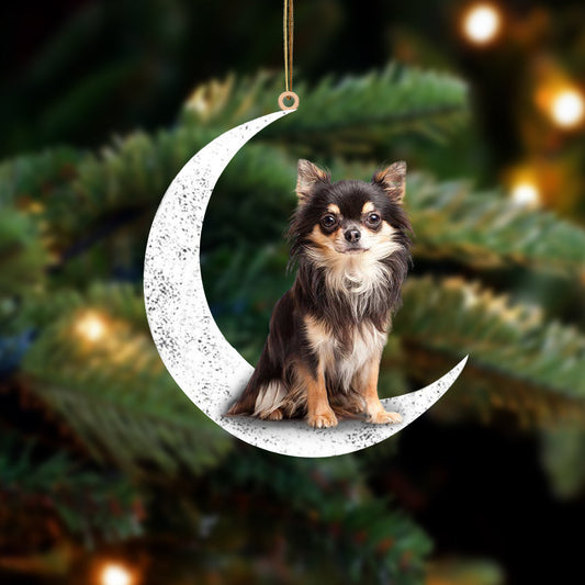 Cute Chihuahua Sit On The Moon Two Sided Ornament Dog Hanging Christmas Ornament - Best gifts your whole family