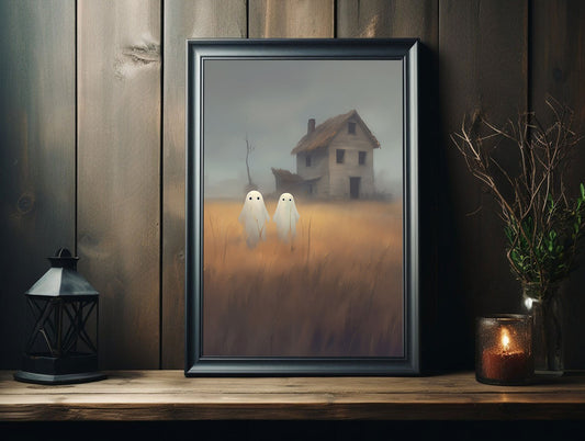 Cute Ghosts in Field, Ghosts Art Print, Halloween Art Print, Halloween Decor, Spooky Vintage Halloween, Print Wall Art, Halloween Gift - Best gifts your whole family